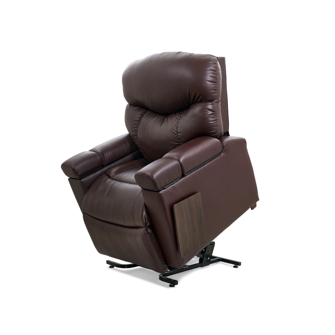 Golden Technologies PR511 MaxiComfort Cloud+ Assisted Lift Recliner - Large - Coffee Bean in raised state